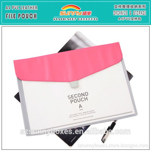 A4 PVC Leather File Pouch Folder With 2 Pockets
